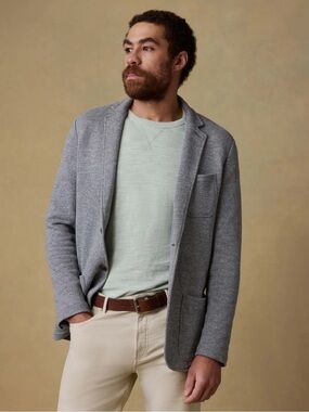 Faherty Inlet Knit Blazer - Medium Grey Melange Size L
